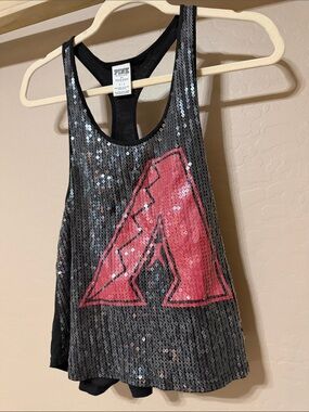 PINK Victoria's Secret Black Sequin Racerback Tank Arizona Diamondbacks